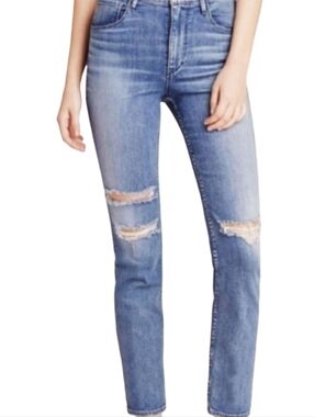 NEW! ANTHROPOLOGIE High Rise Colette Distressed Slim Crop Denim Jeans 29.